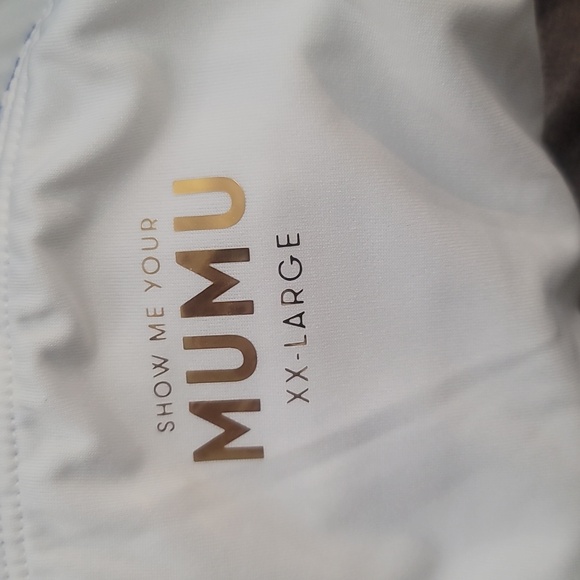 Show me Your Mumu blue white santorini contour scrunch bikini swim top nwot xxl - Picture 7 of 7